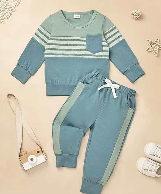 Striped Sweats With Long Sleeve Shirt And Pants - Ryry&Lulu