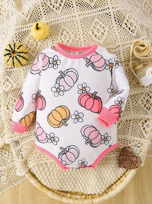 Adorable Pink Pumpkin Onesie