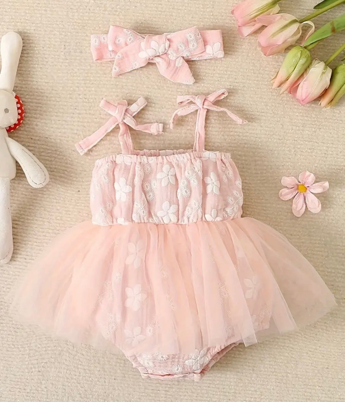 Flower Tutu Style Onesie With Bow - Ryry&Lulu