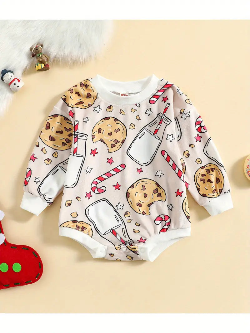 Milk And Cookies Long Sleeve Snap Onesie