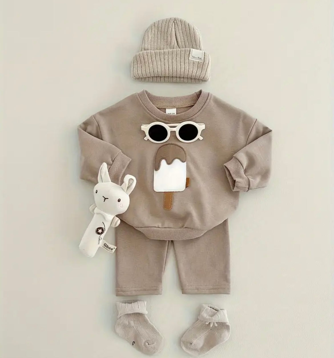 Ice Cream Sweatshirt And Elastic Pants - Ryry&Lulu