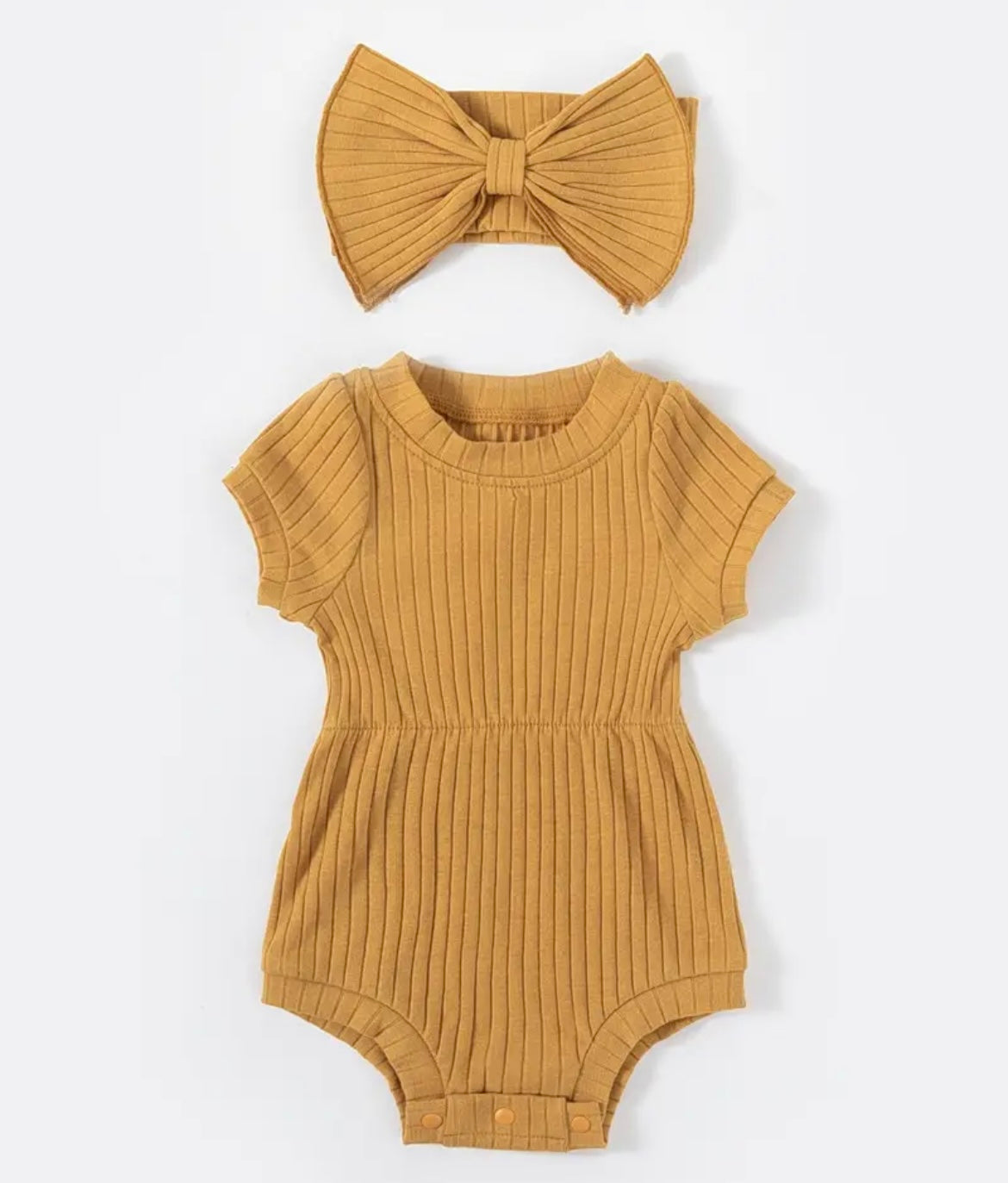 Waffled Onesie With Bow (Teal, Ginger, or Pink) - Ryry&Lulu