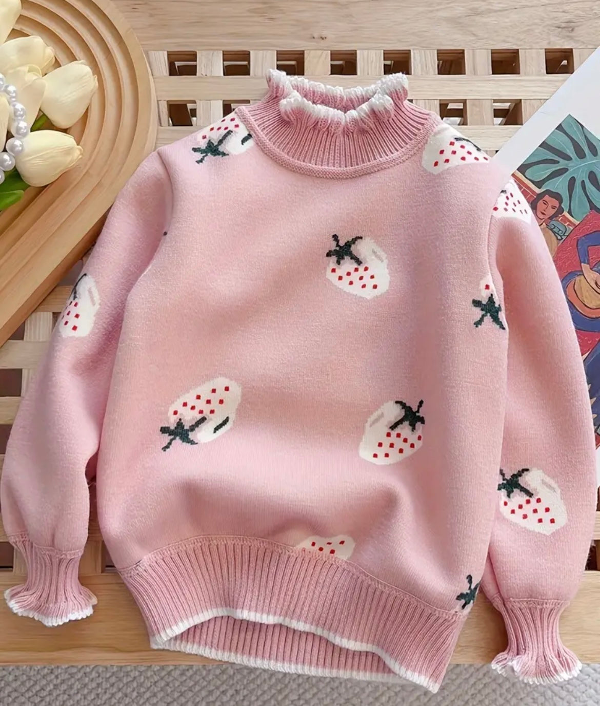 Strawberry Sweater With Warm Plush Lining Inside - Ryry&Lulu