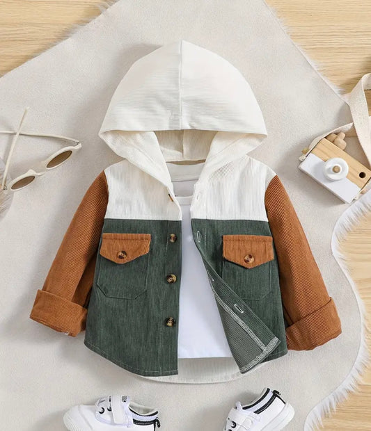 Corduroy Style Jacket With Hoodie - Ryry&Lulu