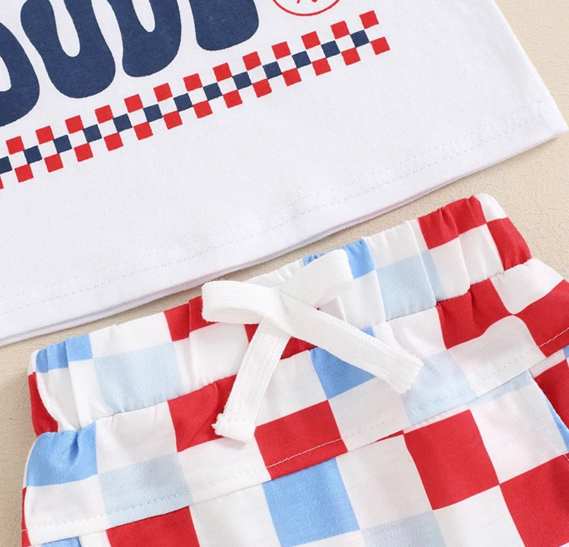 Red White And Blue With Checkered Shorts "American Dude"