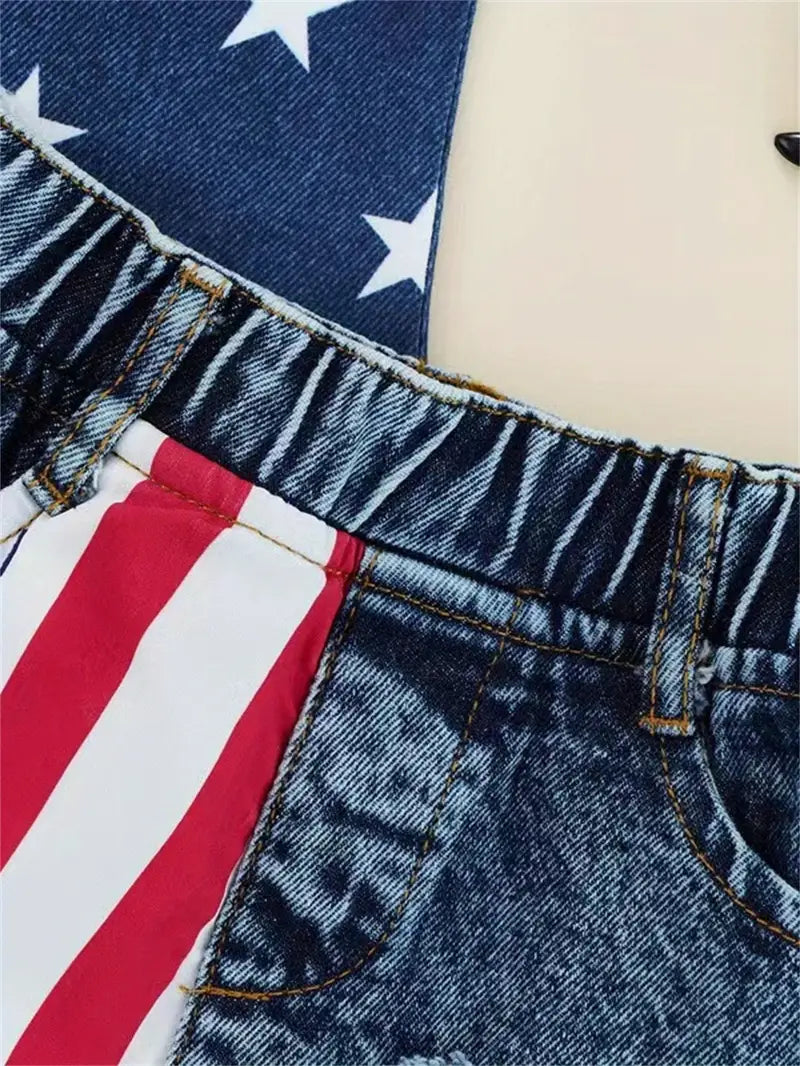 Stars And Stripes Shirt And Distressed Shorts