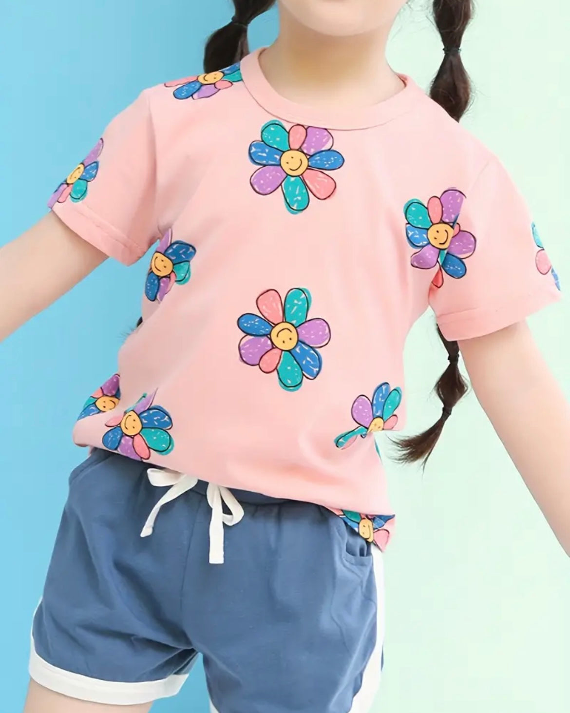 Multicolor Smiley Face Flower Shirt - Ryry&Lulu