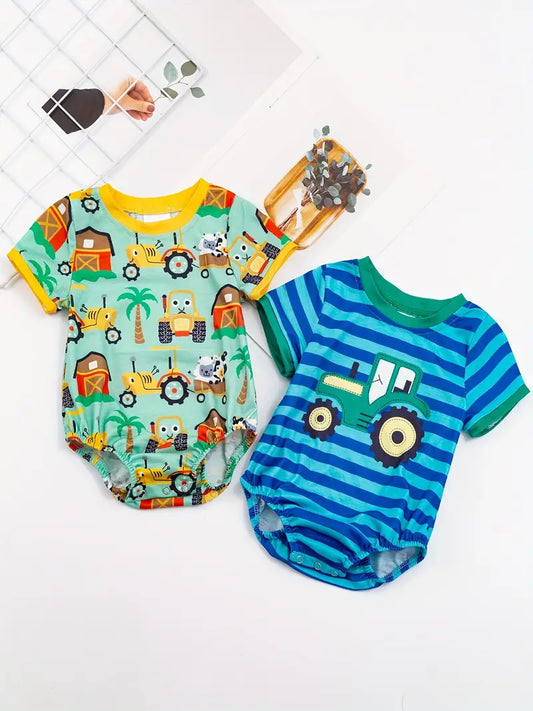 2 Tractor And Farm Onesies