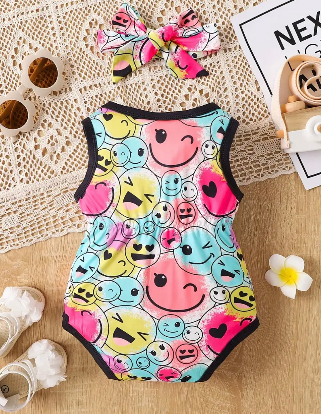 Bright Color Smiley Face Onesie