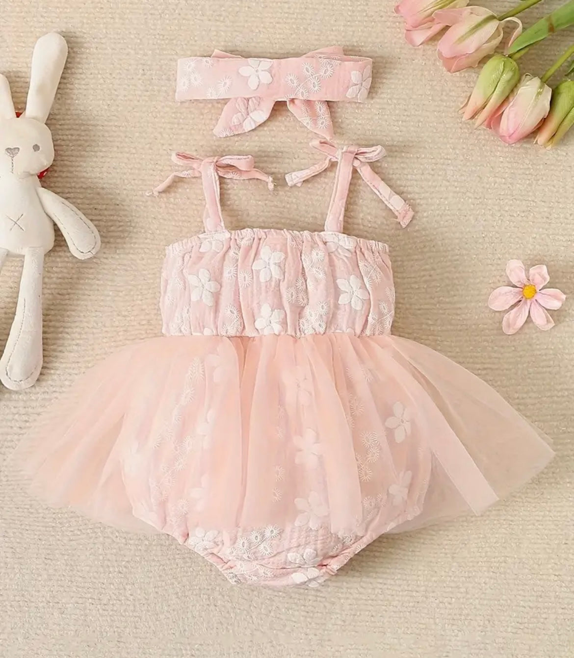 Flower Tutu Style Onesie With Bow - Ryry&Lulu