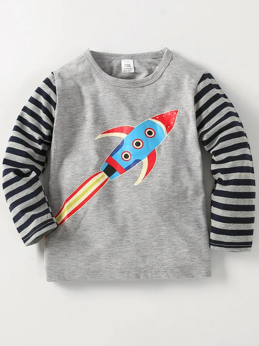 Rocket Print With Long Striped Sleeves