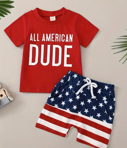 All American Dude Shirt And Flag Shorts