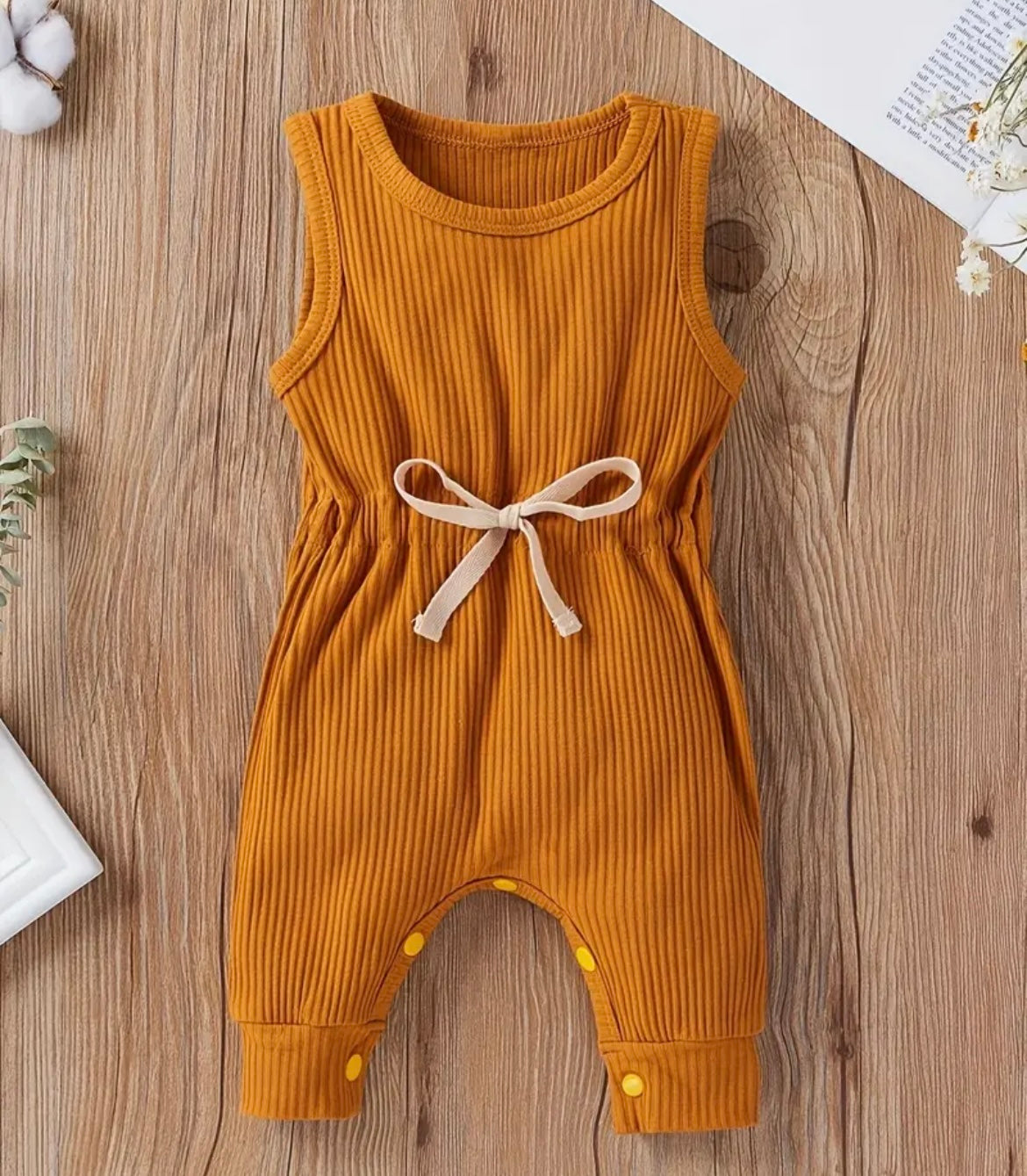 Waffled Onesie With Tie Bow In Front - Ryry&Lulu