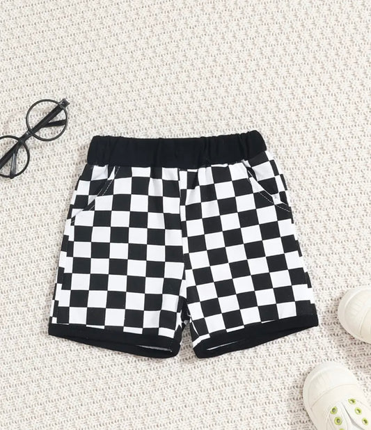 Elastic Waist Checkered Shorts - Ryry&Lulu