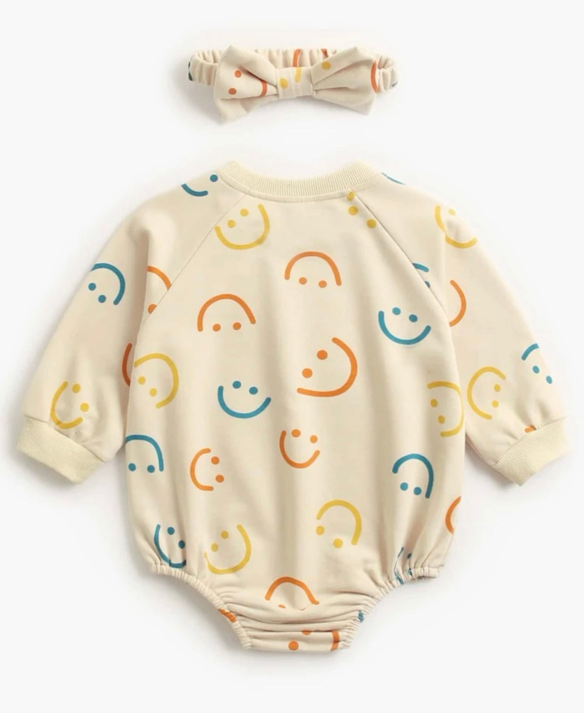 Smiley Face Onesie With Bow - Ryry&Lulu