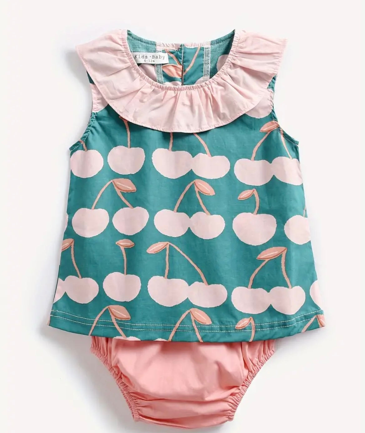 Light Pink And Teal Cherry Onesie - Ryry&Lulu