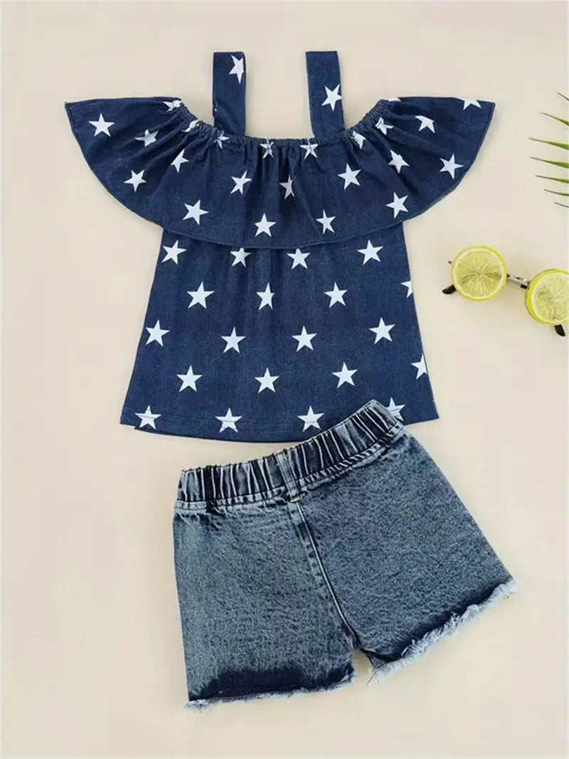 Stars And Stripes Shirt And Distressed Shorts