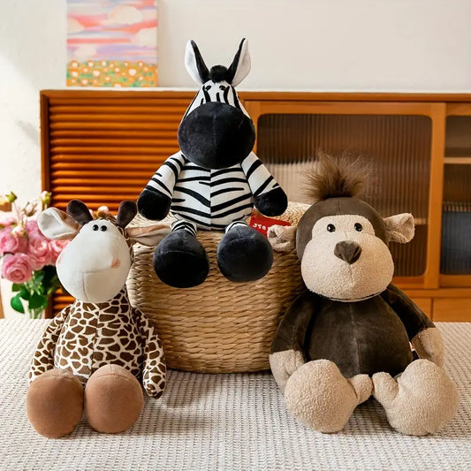 Adorable Soft Stuffed Animal (Giraffe, Monkey, Zebra, Elephant, Lion, Tiger, Or Raccoon)