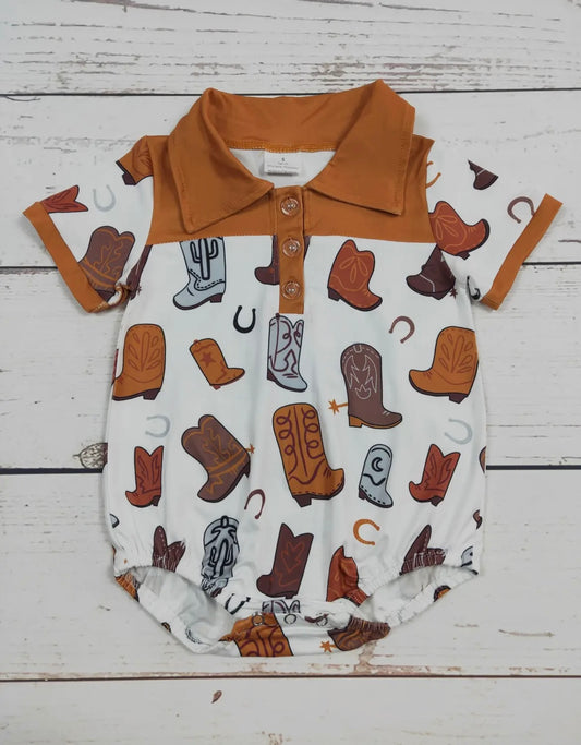 Adorable Cowboy Boot Collared Onesie