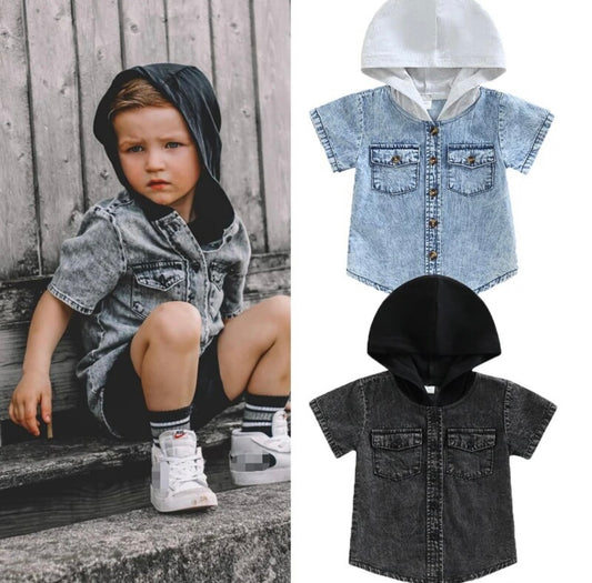 Denim Shirt With Hoodie