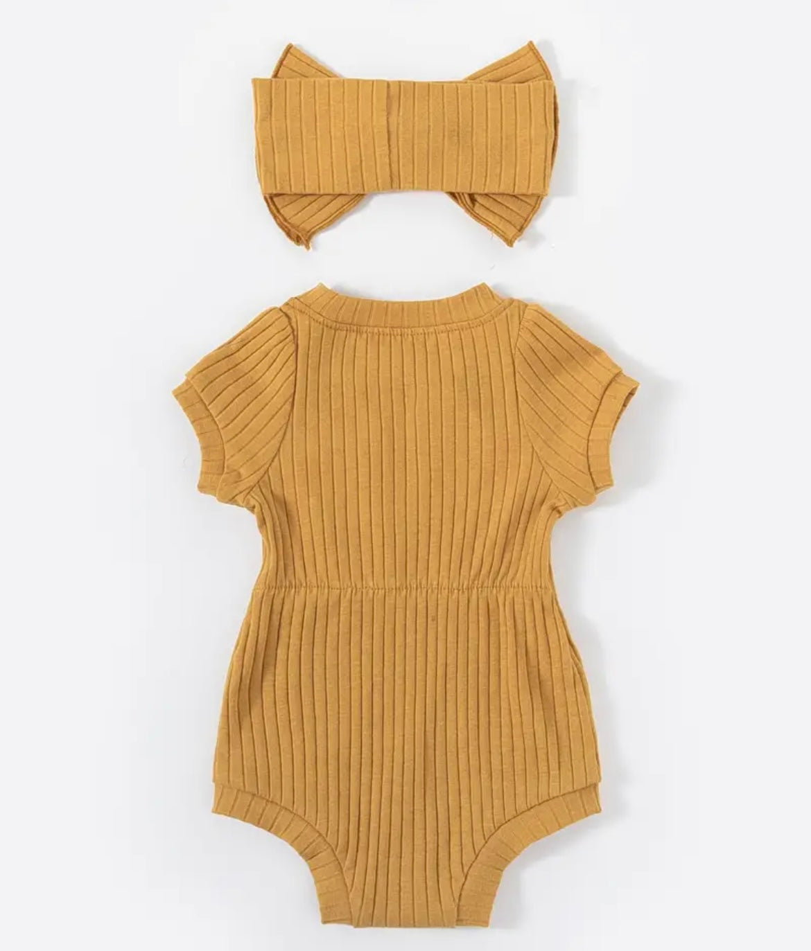 Waffled Onesie With Bow (Teal, Ginger, or Pink) - Ryry&Lulu