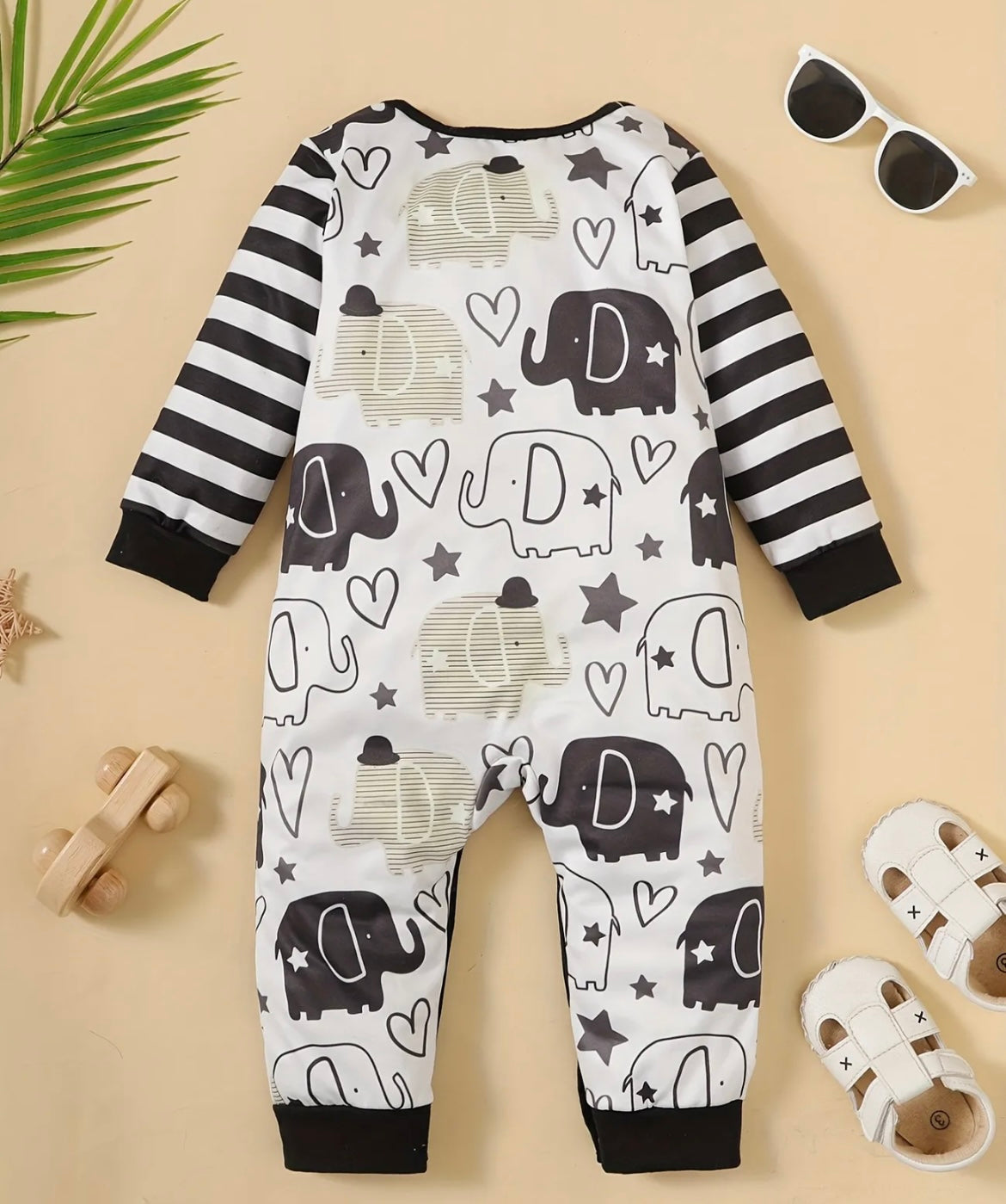 Black And White Elephant Onesie - Ryry&Lulu