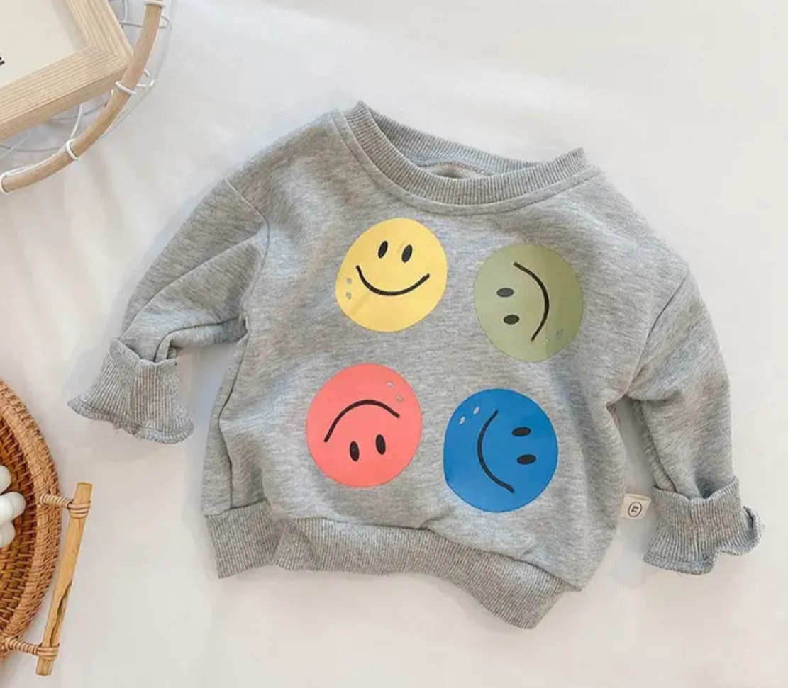 2pc Smiley Sweater And Striped Leggings