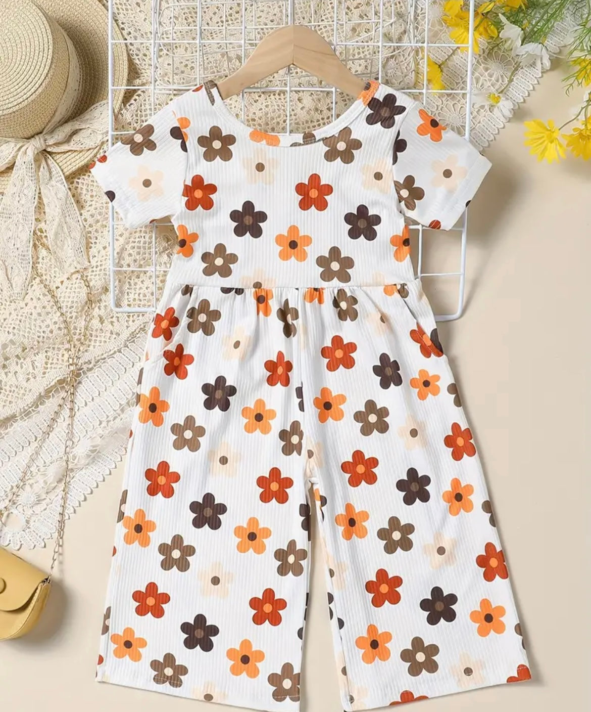 Retro Flower Flare Jumpsuit - Ryry&Lulu