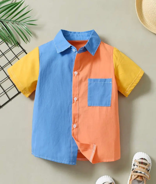 Color Block Button Up Shirt - Ryry&Lulu