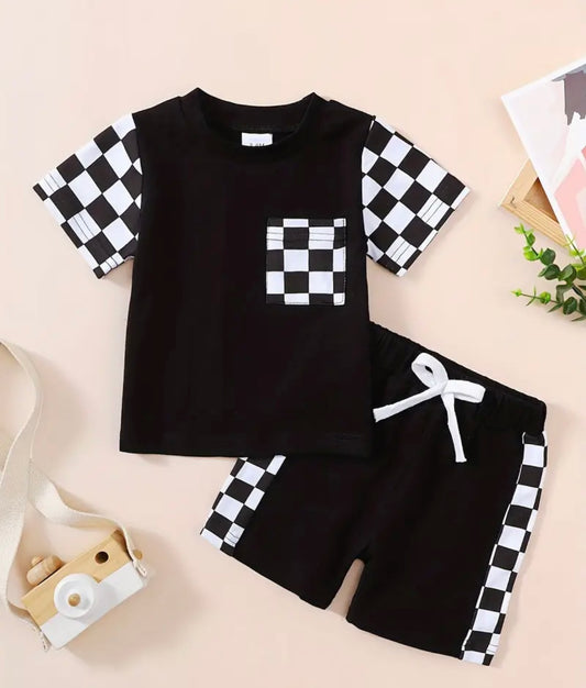 Checkerboard Shirt And Shorts Set - Ryry&Lulu