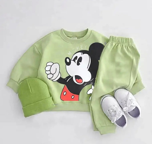 Lime Green Mickey Mouse Sweatshirt And Pants