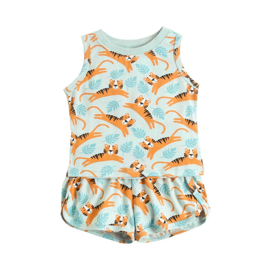 Matching Tiger Shirt And Shorts Set